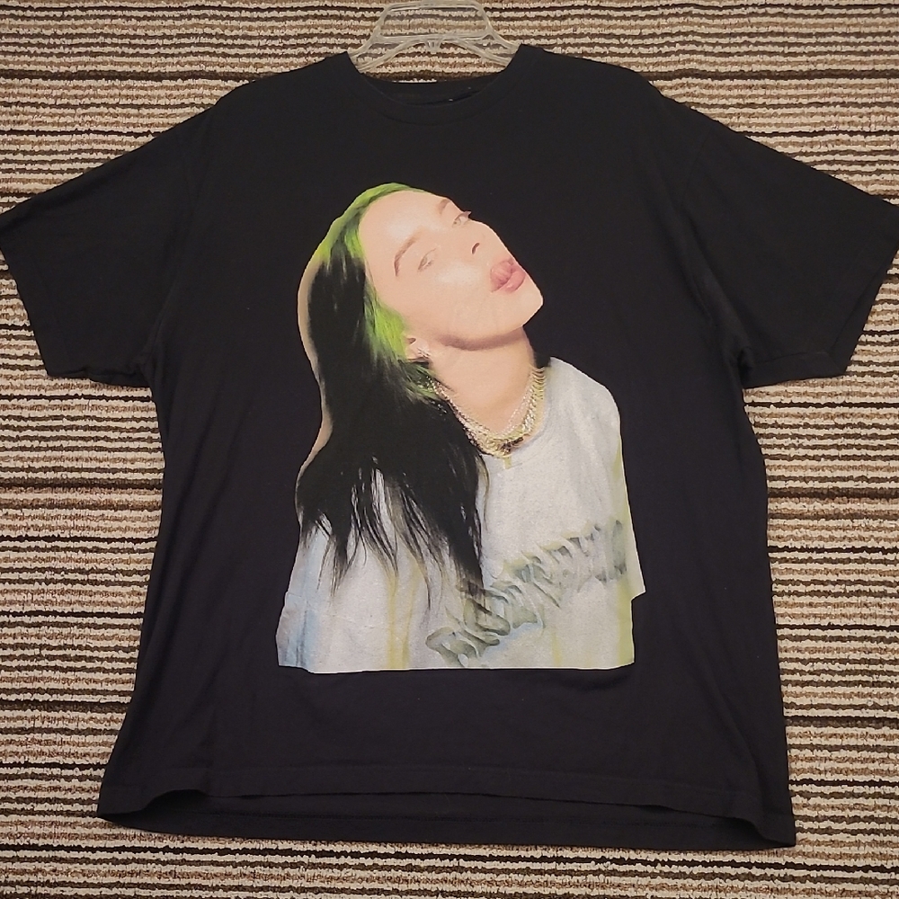 BILLIE EILISH 2020 Tour Black Green Cotton USA XL Mens Short Sleeve T Shirt Rare